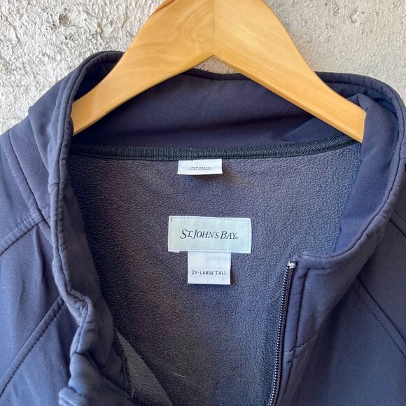 St. John's Bay Fleece Lined Zipper Jacket Black Size 2XL Tall - Picture 3 of 5